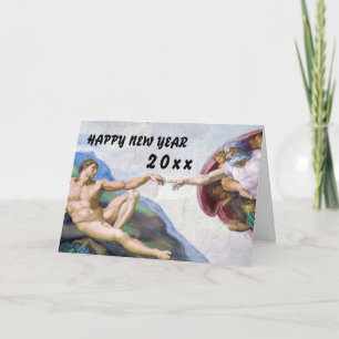 Cartes Pour Fêtes Annuelles Michelangelo - Bonne année / Création d'Adam