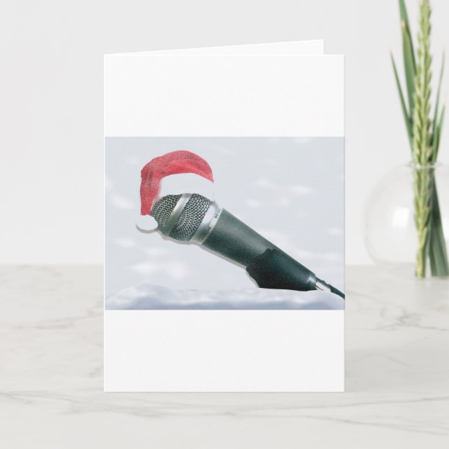 Cartes Pour Fêtes Annuelles Microphone de casquette de Père Noël vieux (Devant)