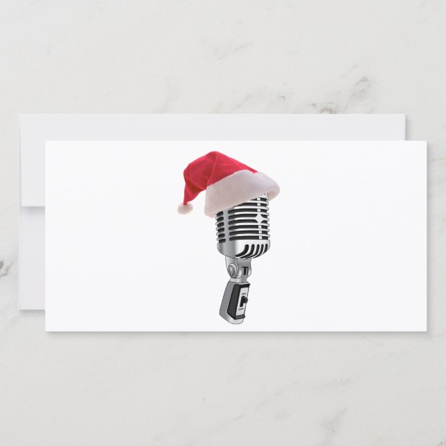 Cartes Pour Fêtes Annuelles Microphone père Noël (Devant)