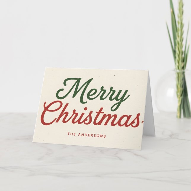 Cartes Pour Fêtes Annuelles Midcentury Chic Script Joyeux Noël (Devant)