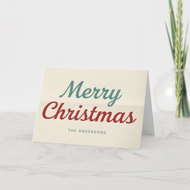 Cartes Pour Fêtes Annuelles Midcentury Modern Minimal Script Merry Christmas (Devant)