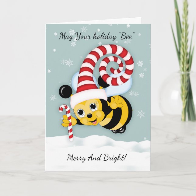Cartes Pour Fêtes Annuelles Miel Abeille Avec Fun Vacances Casquette Et Sucre  (Devant)