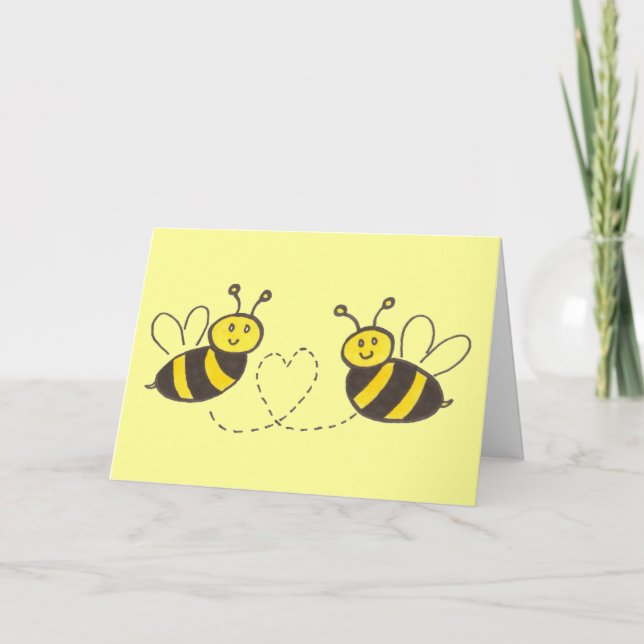 Cartes Pour Fêtes Annuelles Miel abeilles avec Heureuse Sainte-Valentin de coe (Devant)