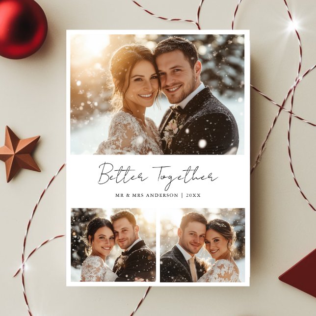 Cartes Pour Fêtes Annuelles Mieux Ensemble Noël mignon Couple photo amusante (Créateur téléchargé)