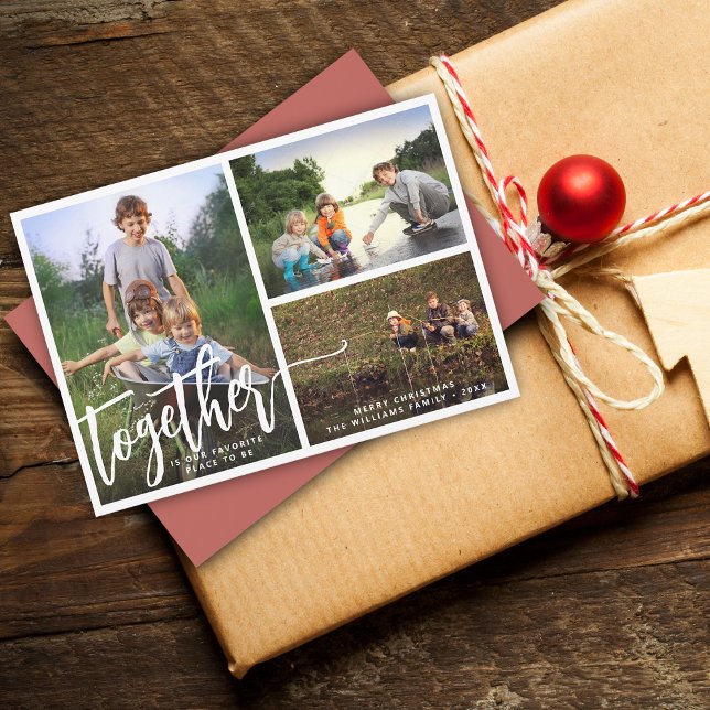 Cartes Pour Fêtes Annuelles Mieux Ensemble Trois Photos (Better Together Three Photos Holiday Card)