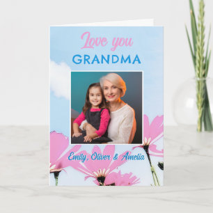 Cartes Pour Fêtes Annuelles Mignon Aimez-vous Grand-mère Fleurs roses Photo
