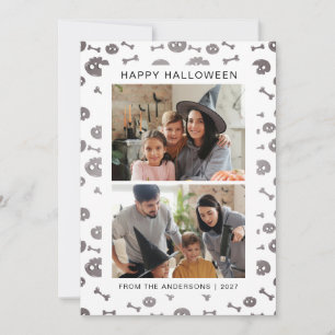 Cartes Pour Fêtes Annuelles Mignon aquarelle pastel Halloween 2 photos Hallowe