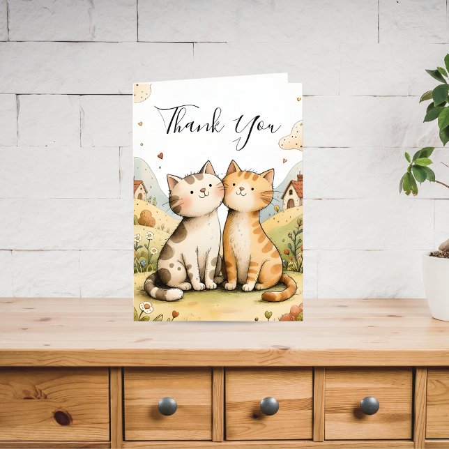 Cartes Pour Fêtes Annuelles Mignon Chat Merci (Créateur téléchargé)