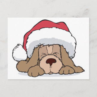 Cartes Pour Fêtes Annuelles mignon chiot dans un chapeau de santa