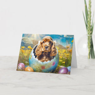 Cartes Pour Fêtes Annuelles mignon Cocker de Pâques Chien espagnol
