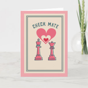 Cartes Pour Fêtes Annuelles Mignon Doux Rétro Drôle Échec et mat Saint-Valenti