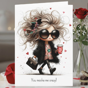 Cartes Pour Fêtes Annuelles Mignon et Excentrique Café Blague Mocha Me Fait Cr