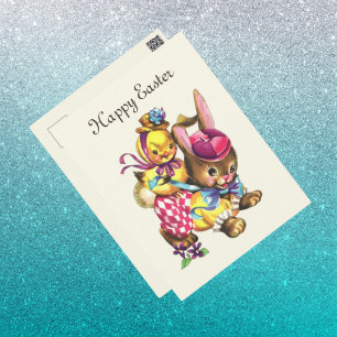 Cartes Pour Fêtes Annuelles mignon lapin vintage de Pâques