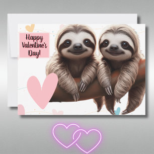 Cartes Pour Fêtes Annuelles Mignon Paresseux Saint-Valentin Amour Se Balader D