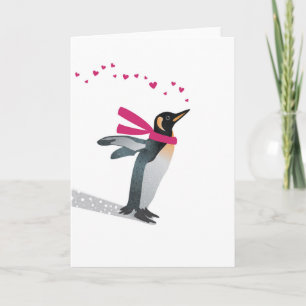 Cartes Pour Fêtes Annuelles Mignon pingouin envoyant des baisers en forme de c