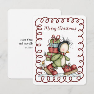 Cartes Pour Fêtes Annuelles Mignon Pingouin faisant du Backpacking avec une Ch
