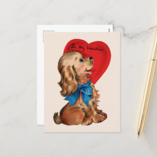Cartes Pour Fêtes Annuelles mignon rétro vintage Saint Valentin chiot vacances