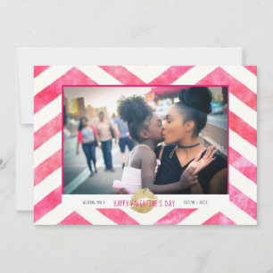 Cartes Pour Fêtes Annuelles Mignon Rose Chevron Or Baisers Saint-Valentin