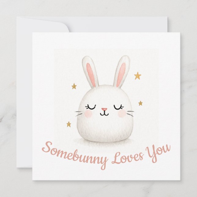 Cartes Pour Fêtes Annuelles Mignon Somebunny t'aime Lapin personnalisable (Devant)