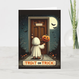 Cartes Pour Fêtes Annuelles Mignon Trick or Treat Halloween Vintage