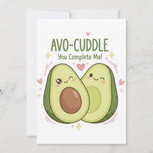 Cartes Pour Fêtes Annuelles Mignon Tu Me Complètes Couple Kawaii Avocat