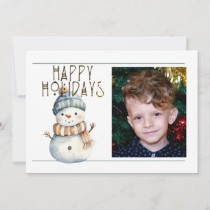 Cartes Pour Fêtes Annuelles Mignonne 1 Photo HAPPY HOLIDAYS SNOWMAN EN CASQUET