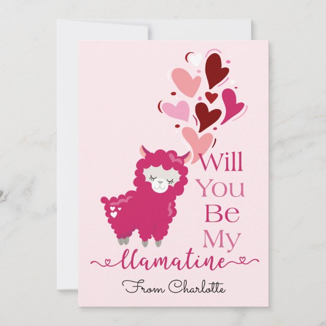 Cartes Pour Fêtes Annuelles Mignonne Be My Valentine Llama (Devant)