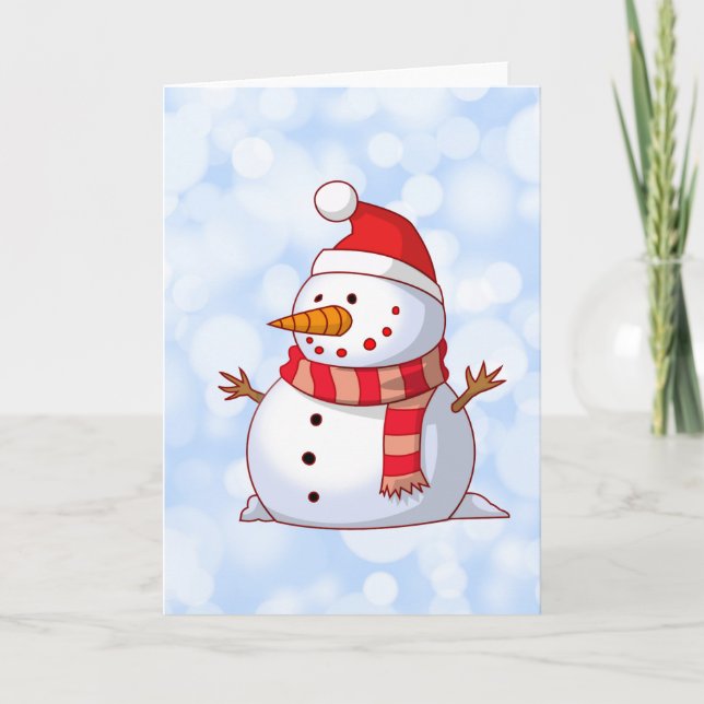 Cartes Pour Fêtes Annuelles Mignonne bonhomme de neige de Noël (Devant)
