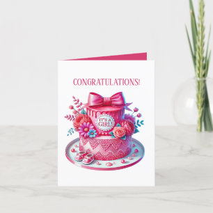 Cartes Pour Fêtes Annuelles Mignonne c'est gâteau fille ajouter un message