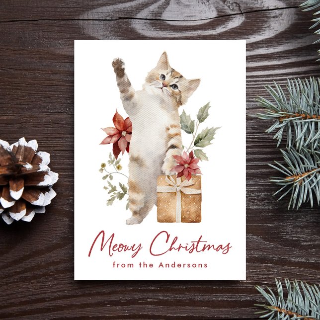 Cartes Pour Fêtes Annuelles Mignonne Chat Meowy Noël Non Photo (Créateur téléchargé)