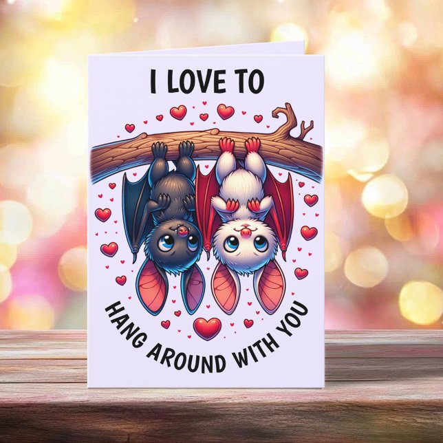 Cartes Pour Fêtes Annuelles Mignonne Chauve-Souris Saint-Valentin J'adore Traî (Créateur téléchargé)