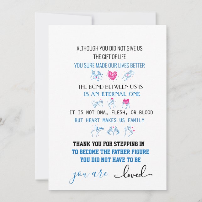 Cartes Pour Fêtes Annuelles Mignonne Étape père coeur amour mains (Devant)