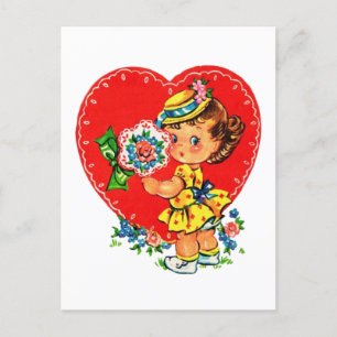 Cartes Pour Fêtes Annuelles Mignonne fille rétro vintage de la Saint-Valentin