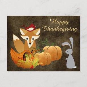 Cartes Pour Fêtes Annuelles Mignonne Fox Woodland Animaux Golden Thanksgiving
