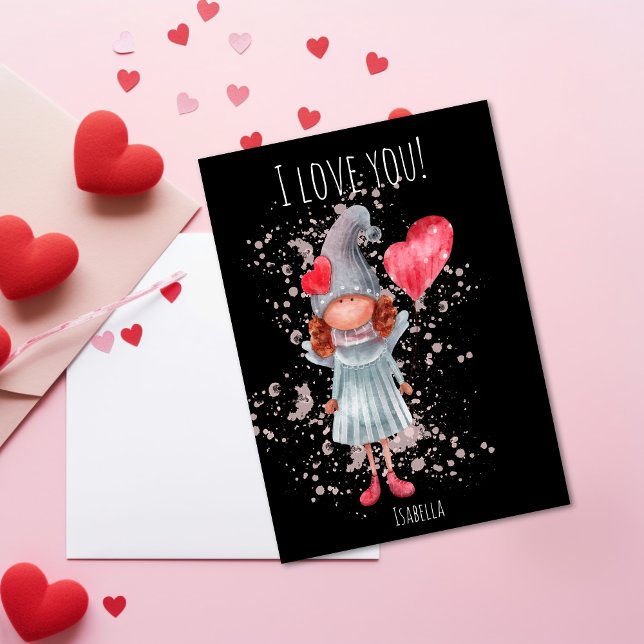 Cartes Pour Fêtes Annuelles Mignonne Je T'Aime Lady Gnome Pun Valentine (Créateur téléchargé)