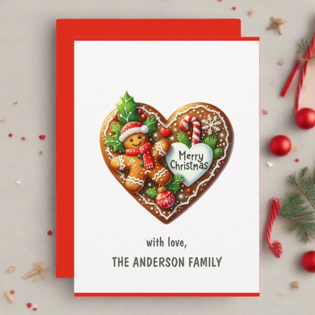 Cartes Pour Fêtes Annuelles Mignonne Joyeux Noël Donut Heart Rouge & Blanc (Créateur téléchargé)