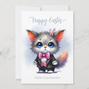 Cartes Pour Fêtes Annuelles Mignonne Kitty à Tuxedo Joyeux Pâques