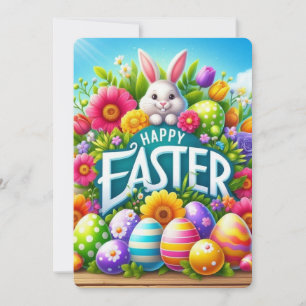 Cartes Pour Fêtes Annuelles Mignonne lapin de printemps/Pâques avec oeuf