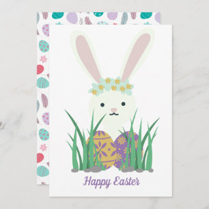 Cartes Pour Fêtes Annuelles Mignonne Lapin et Oeufs de Pâques Printemps