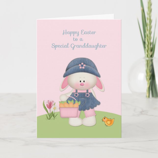 Cartes Pour Fêtes Annuelles Mignonne Lapin, Petite-fille, Pâques (Devant)