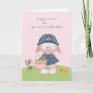 Cartes Pour Fêtes Annuelles Mignonne Lapin, Petite-fille, Pâques