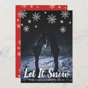 Cartes Pour Fêtes Annuelles Mignonne Let It Snow Snowflakes Photo Noël