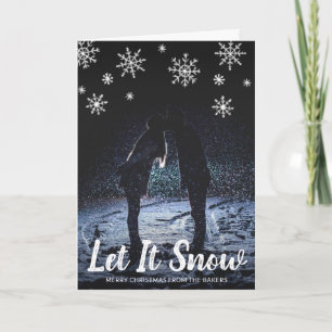 Cartes Pour Fêtes Annuelles Mignonne Let It Snow Snowflakes Photo Noël