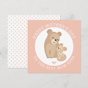 Cartes Pour Fêtes Annuelles Mignonne lionne mère et bébé rose Fête des mères