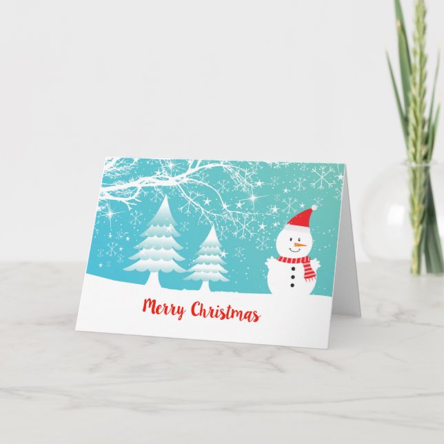 Cartes Pour Fêtes Annuelles Mignonne main Snowman Écrit Joyeux Noël (Devant)