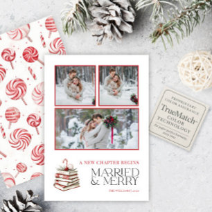Cartes Pour Fêtes Annuelles Mignonne mariée et Joyeux Sucre de canne rouge 3 P