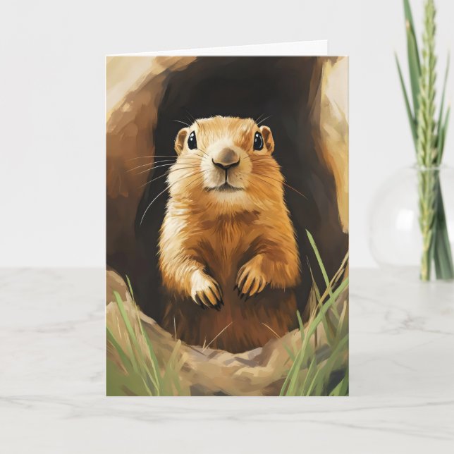 Cartes Pour Fêtes Annuelles Mignonne marmotte (Devant)