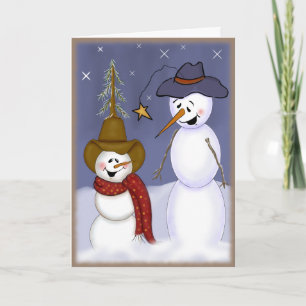 Cartes Pour Fêtes Annuelles Mignonne Noël Cowboy Snowman