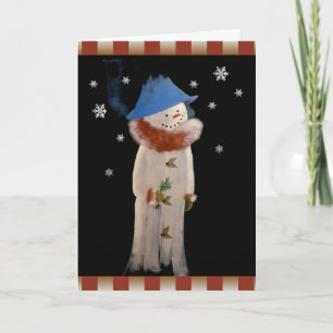 Cartes Pour Fêtes Annuelles Mignonne Noël Primitive Girl Snowman