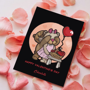 Cartes Pour Fêtes Annuelles Mignonne Ours Coeurs Rouges Saint-Valentin pour le